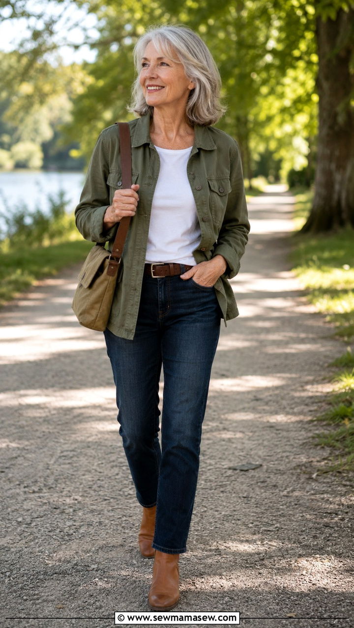 Women Over 60 Utility Jacket With Jeans Outfit - 25 Outfit ideas for women over 60 2026