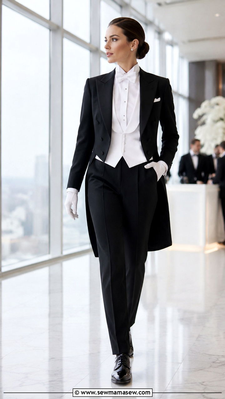 Womens Tailored Tuxedo Suit For White Tie Event - 25 White tie event outfit ideas