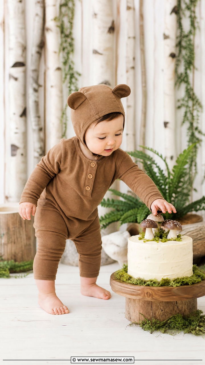 Woodland Romper with Bear Ears Cake Smash Outfit - 25 Cake smash outfit ideas