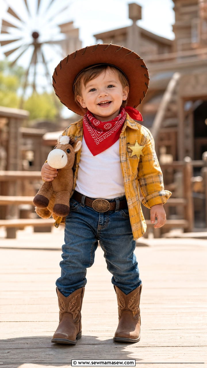Woody Toy Story Costume and Cowboy Hat - 35 Disney outfit ideas for toddlers