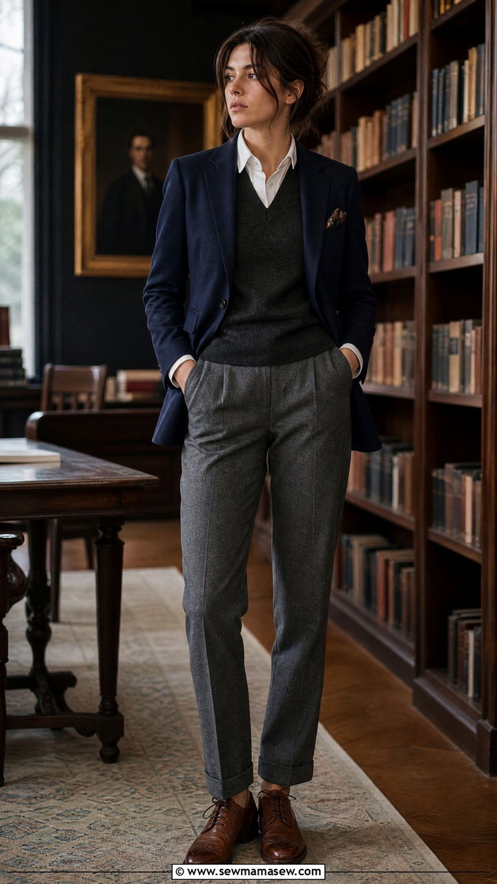 Wool Blazer Sweater Vest Look - 30 old money outfits aesthetic