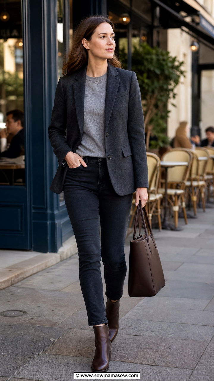 Wool Blazer and Slim Fit Jeans - 25 Old money outfit ideas budget