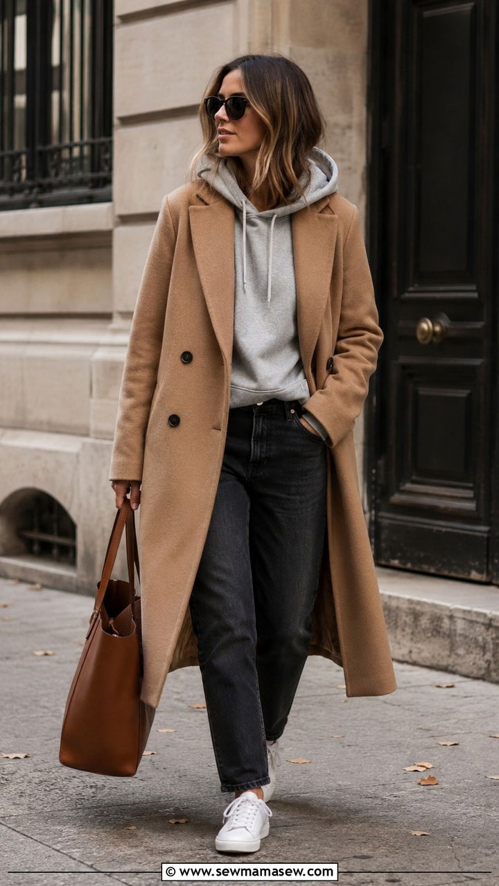 Wool Coat Over Hoodie With Straight Leg Jeans - 25 Nepo baby outfit ideas 2026