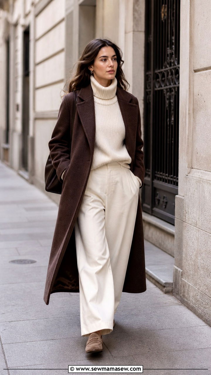 Wool Coat With Cream Turtleneck Outfit - 40 Old money outfit ideas