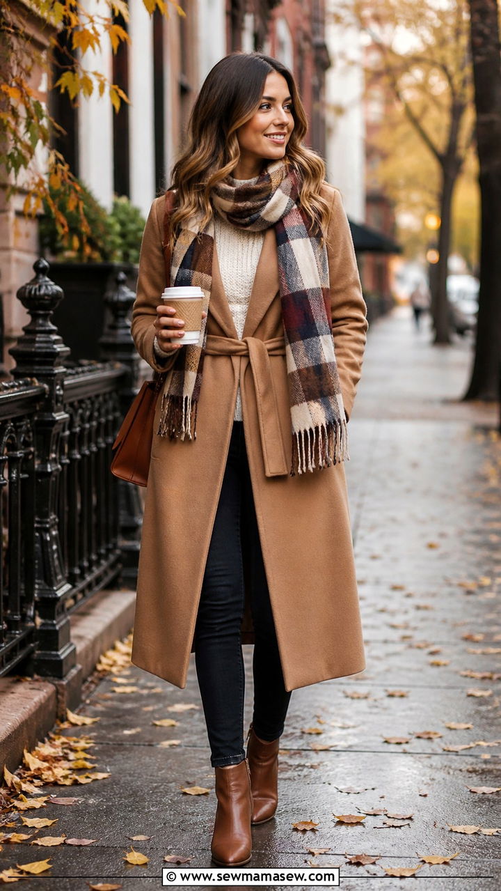 Wool Coat With Scarf And Ankle Boots - 40 old money outfits for women