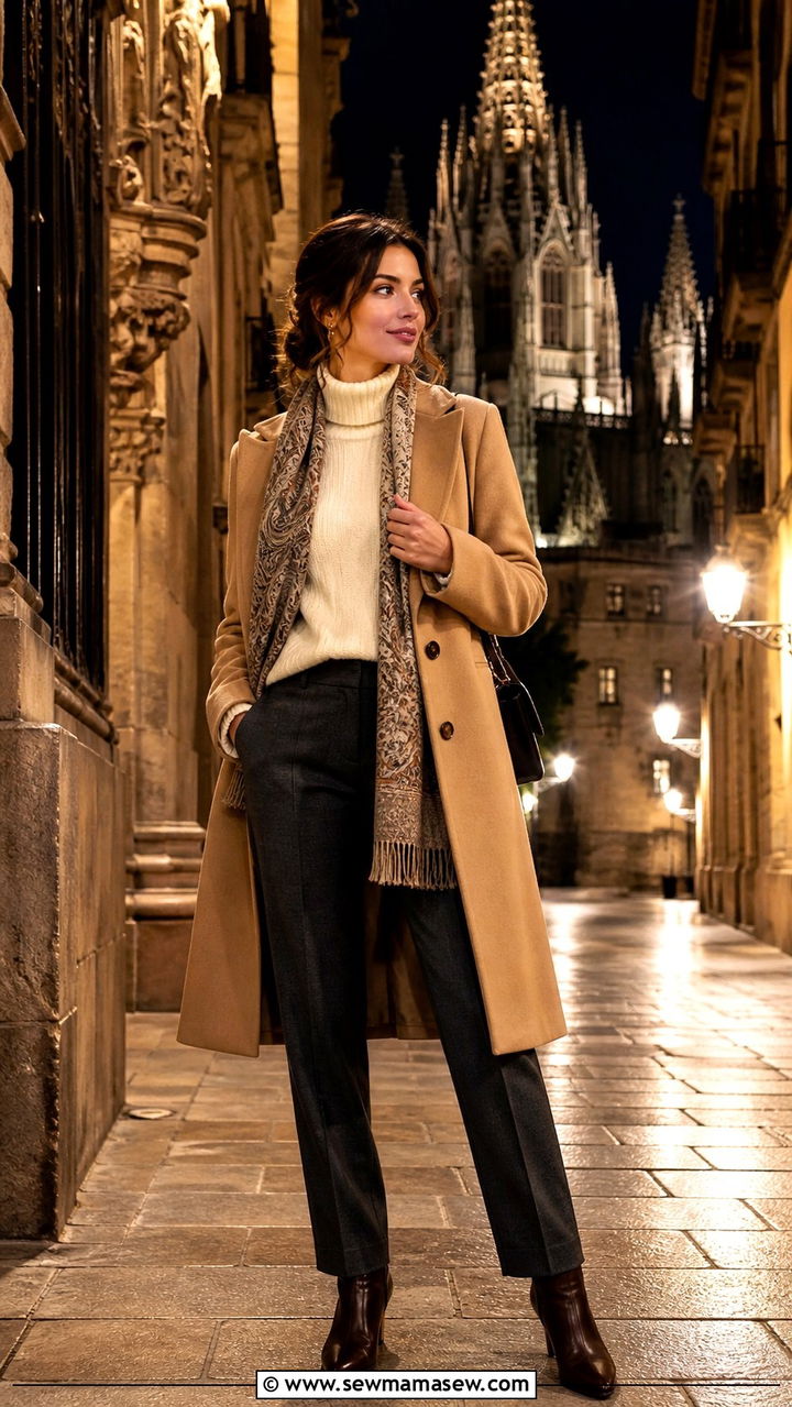 Wool Coat With Turtleneck And Tailored Trousers - 40 What to wear in Barcelona