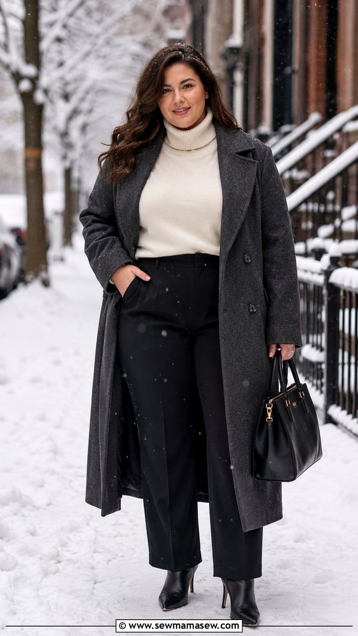 Wool Coat and Cashmere Winter Outfit - 25 Plus size outfit ideas old money
