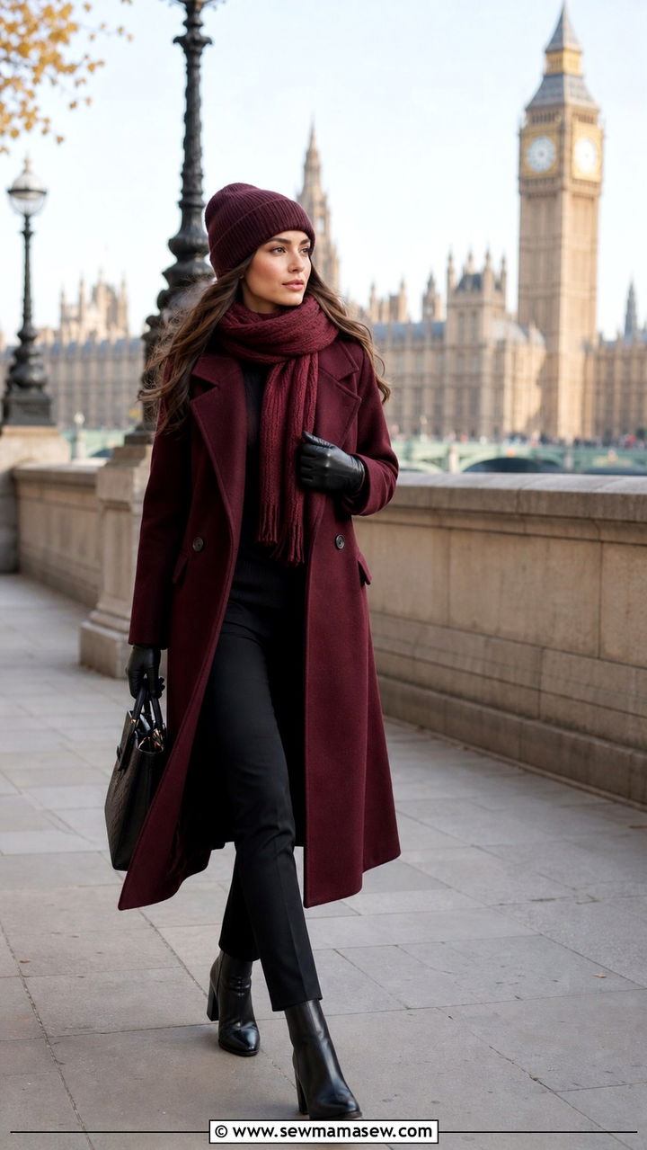 Wool Coat with Scarf Beanie and Gloves Outfit - 40 What to wear in London