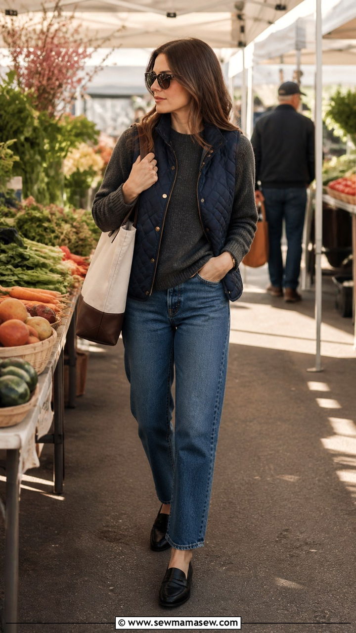 Wool Crewneck Sweater With Straight Leg Jeans and Penny Loafers - 40 old money outfit ideas for women