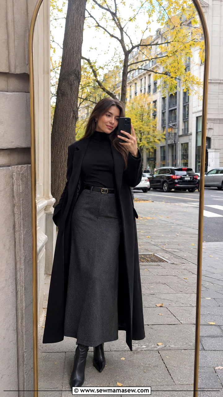 Wool Maxi Skirt With Turtleneck Outfit - 25 Petite outfit ideas with maxi skirt