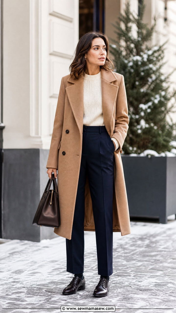Wool Overcoat and Tailored Trousers - 25 librarian core outfits aesthetic