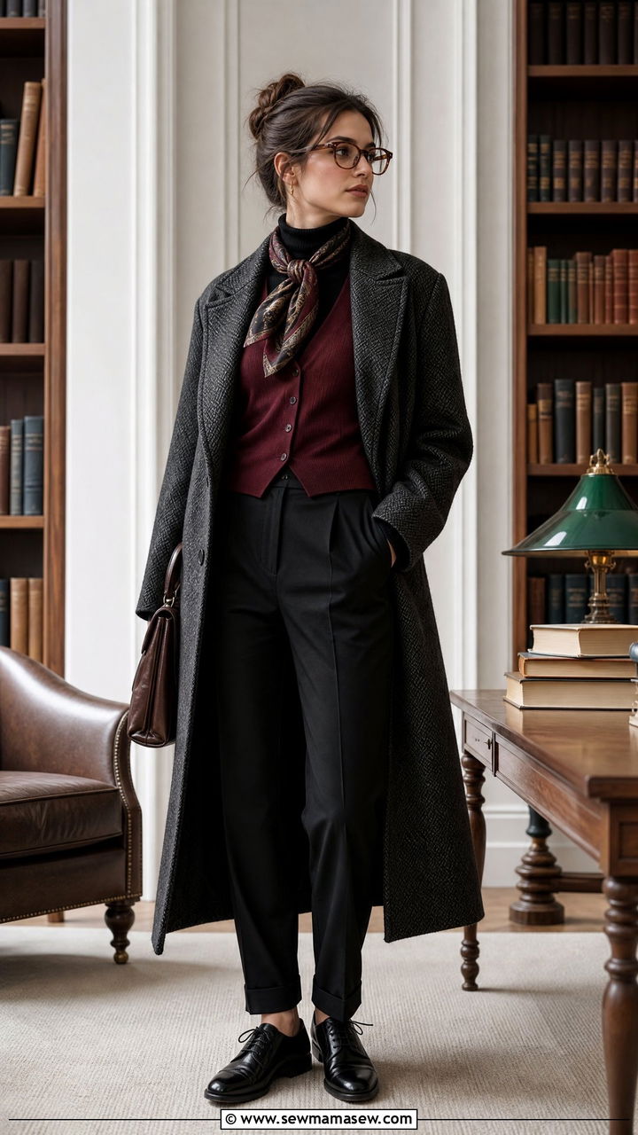 Wool Overcoat and Vest Layering Work Look - 30 Dark academia work outfits