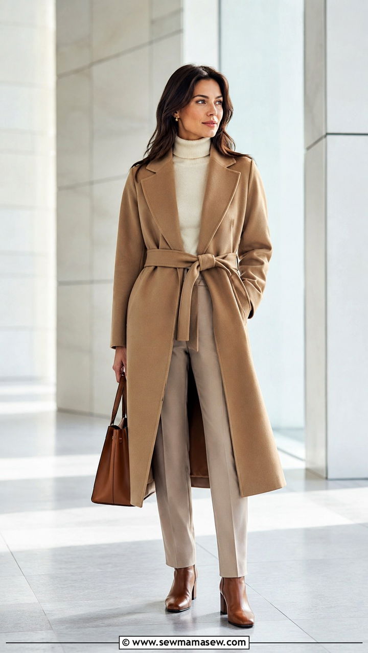 Wool Robe Coat With Turtleneck And Trousers - 20 Robe outfit ideas 2026