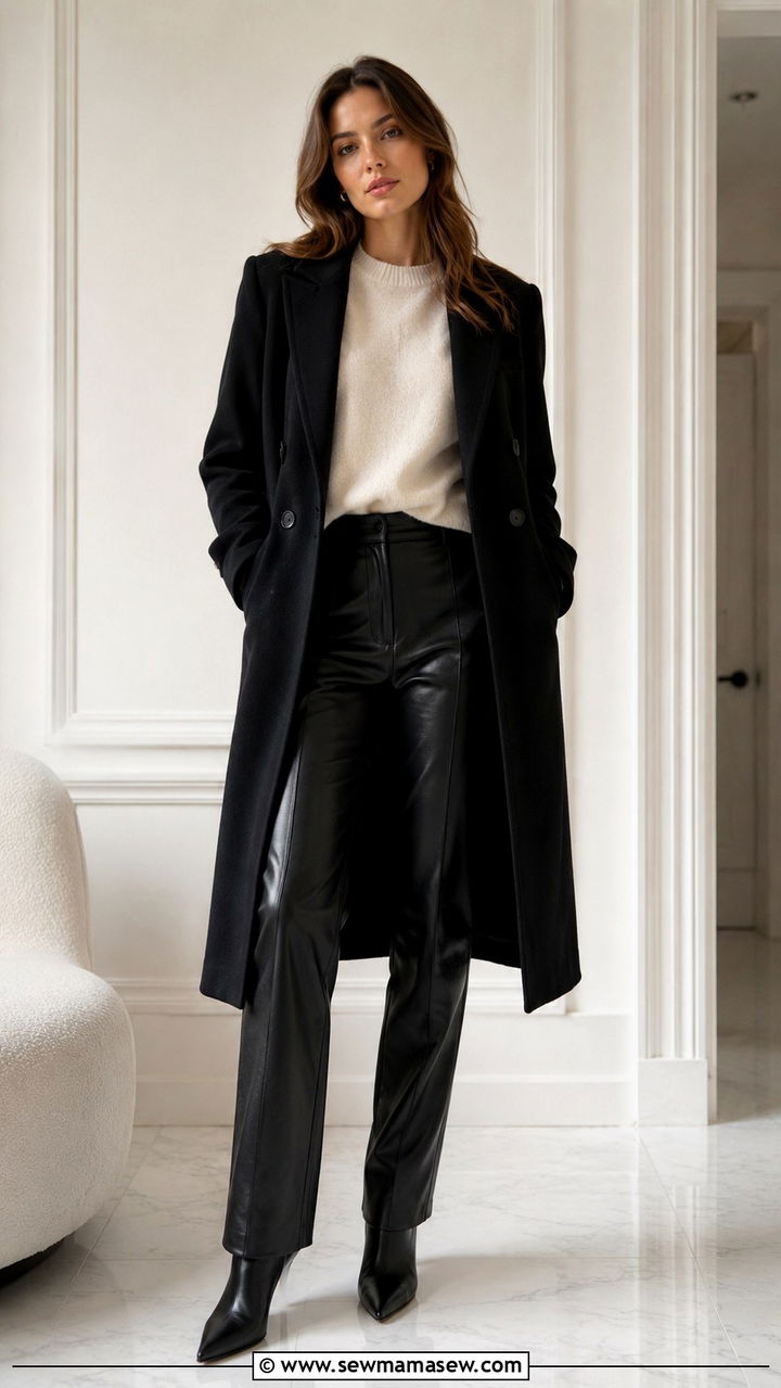 Wool coat and leather pants outfit - 30 How to style a wool coat