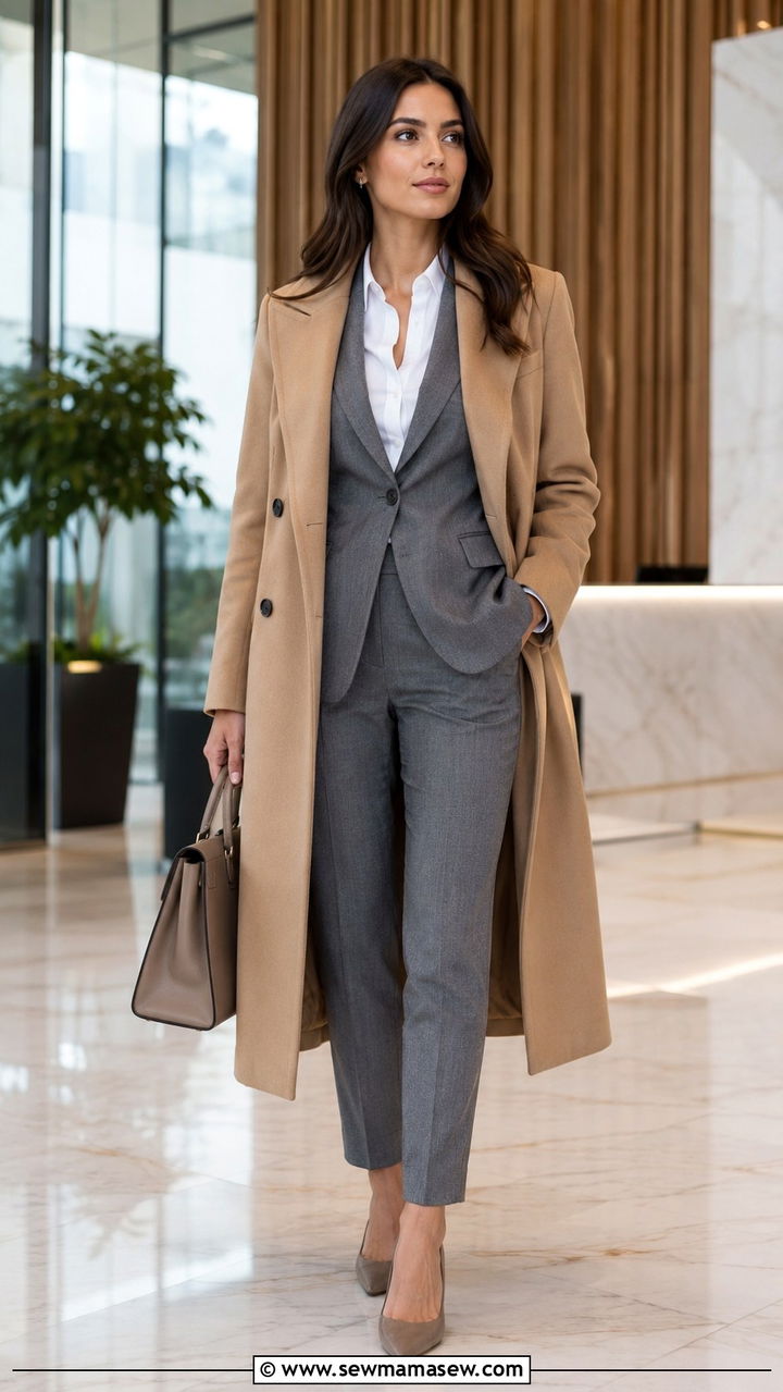 Wool coat layered over blazer for work - 30 How to style a wool coat