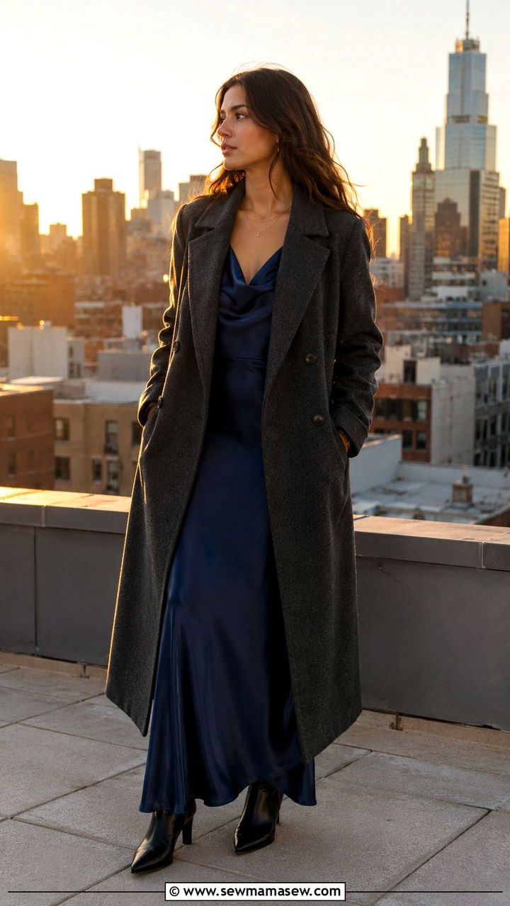 Wool coat over maxi dress and boots - 30 How to style a wool coat