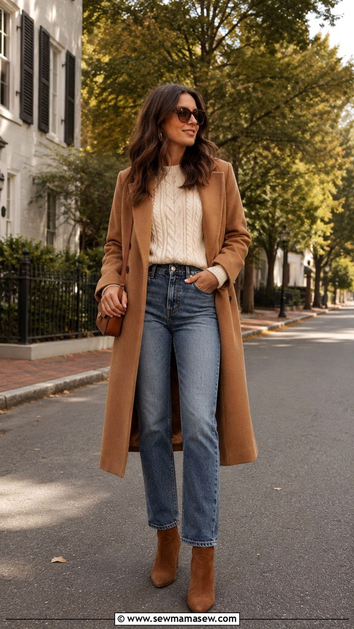 Wool coat with graphic tee and ripped jeans - 30 How to style a wool coat