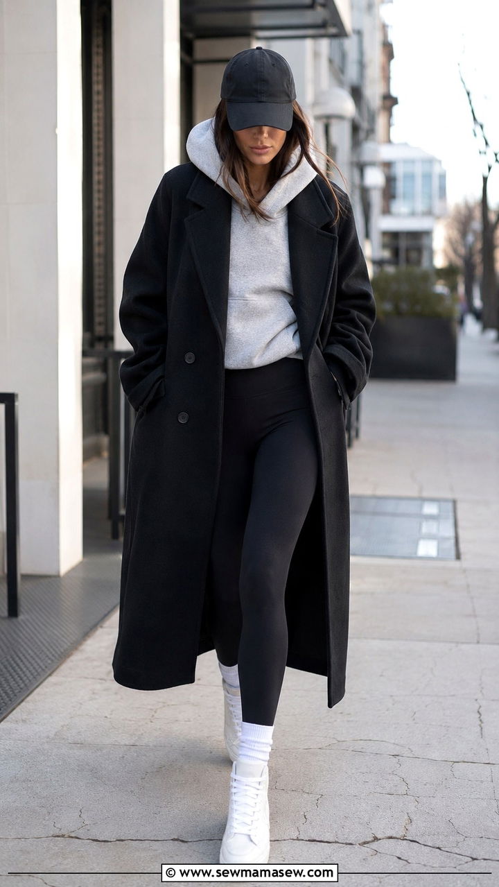 Wool coat with hoodie and leggings - 30 How to style a wool coat