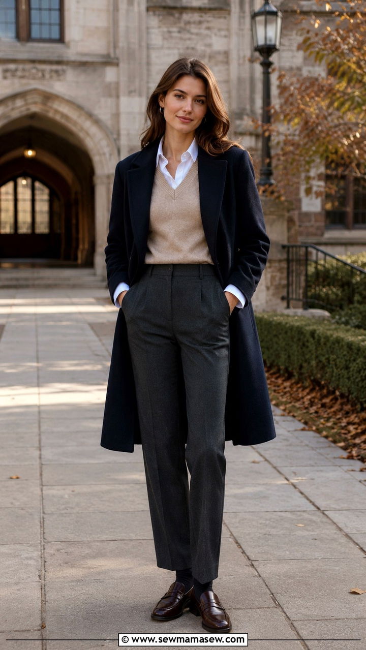 Wool coat with sweater vest and trousers - 30 How to style a wool coat