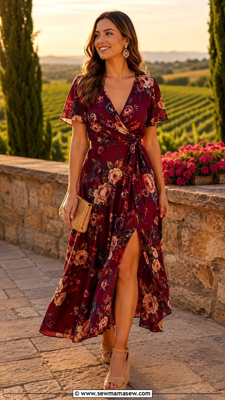 Wrap Dress And Espadrille Wedges - 25 7 day travel capsule outfits