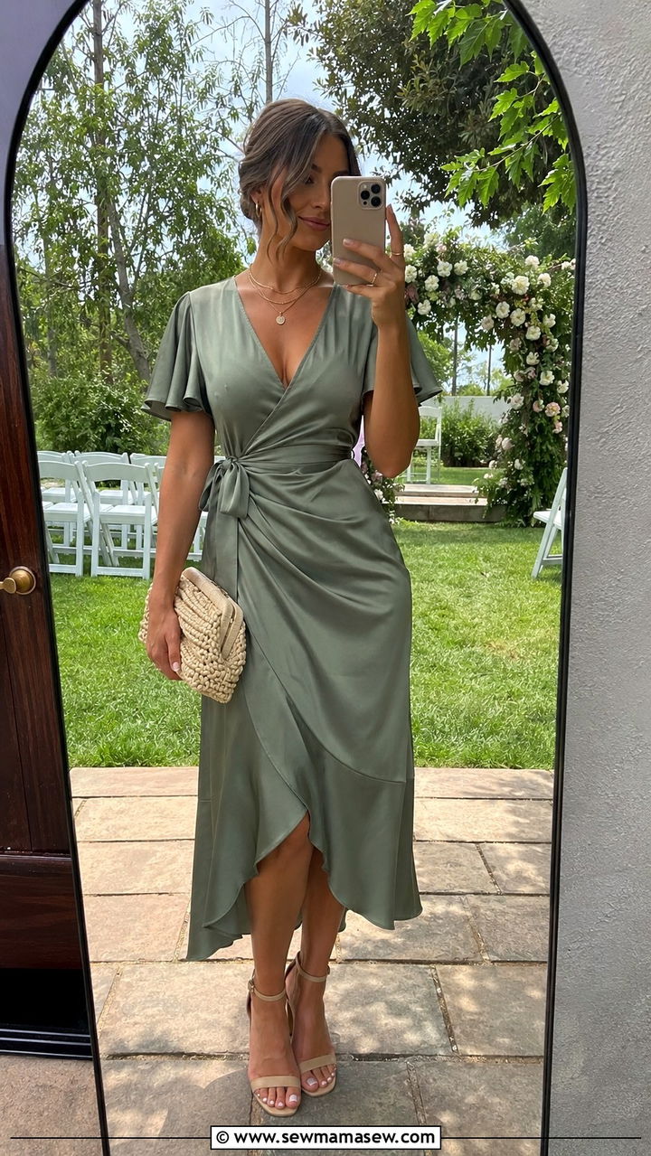 Wrap Dress Wedding Guest Outfit for Pear Shape - 25 Wedding guest outfit ideas pear shape
