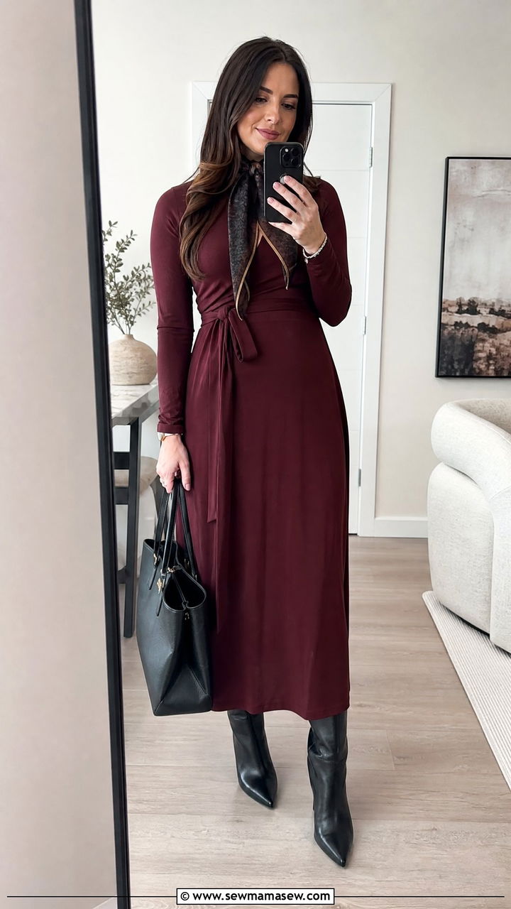 Wrap Dress With Ankle Boots - 25 Maternity outfit ideas hiding bump