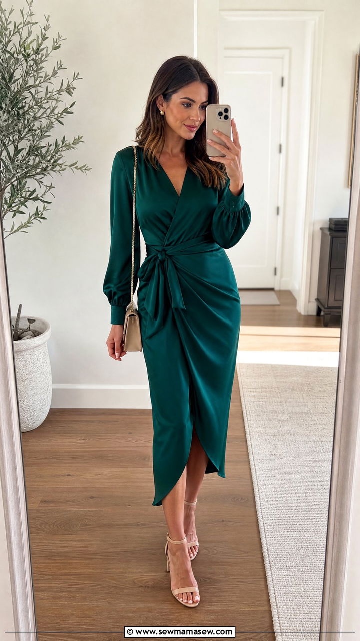 Wrap Dress With Ankle Strap Heels - 30 Bottomless brunch outfit ideas