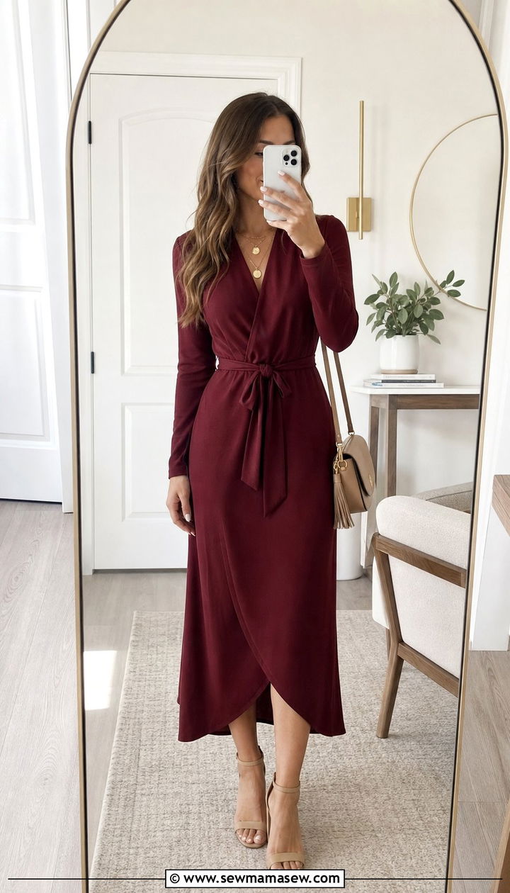 Wrap Dress With Block Heels - 25 classy outfits for long torso women