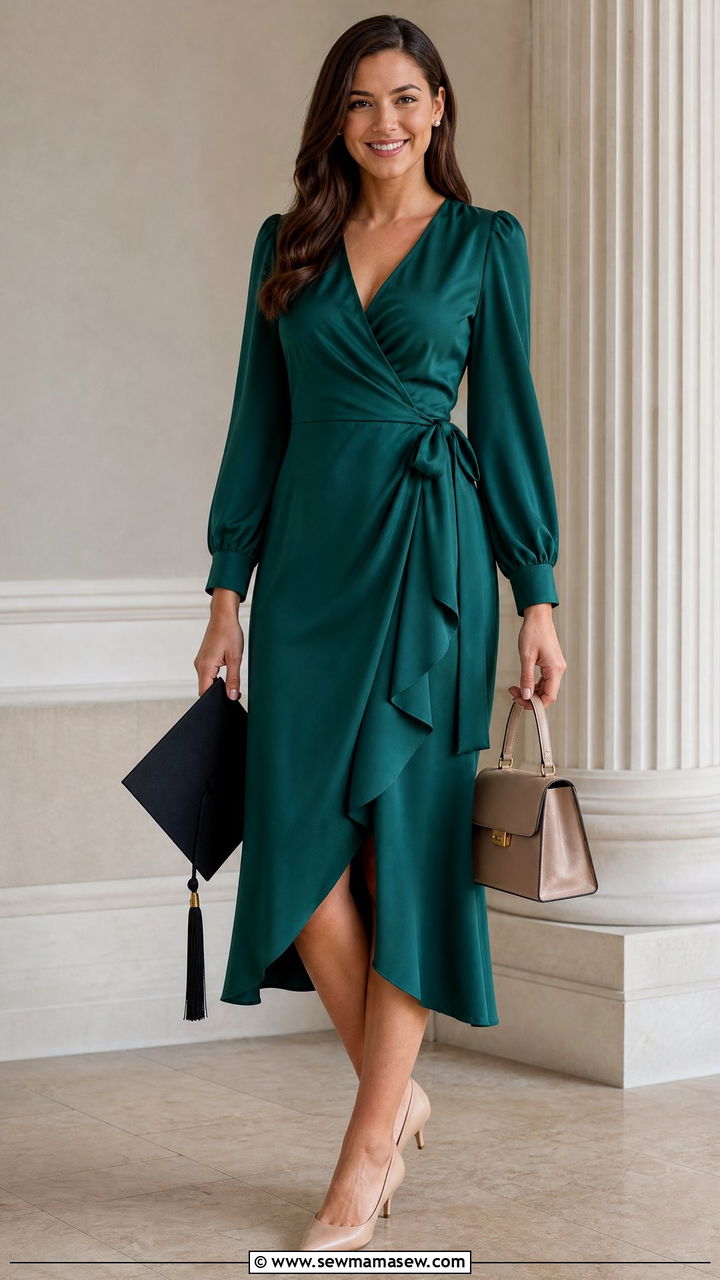 Wrap Dress With Kitten Heels - 35 graduation outfits for women