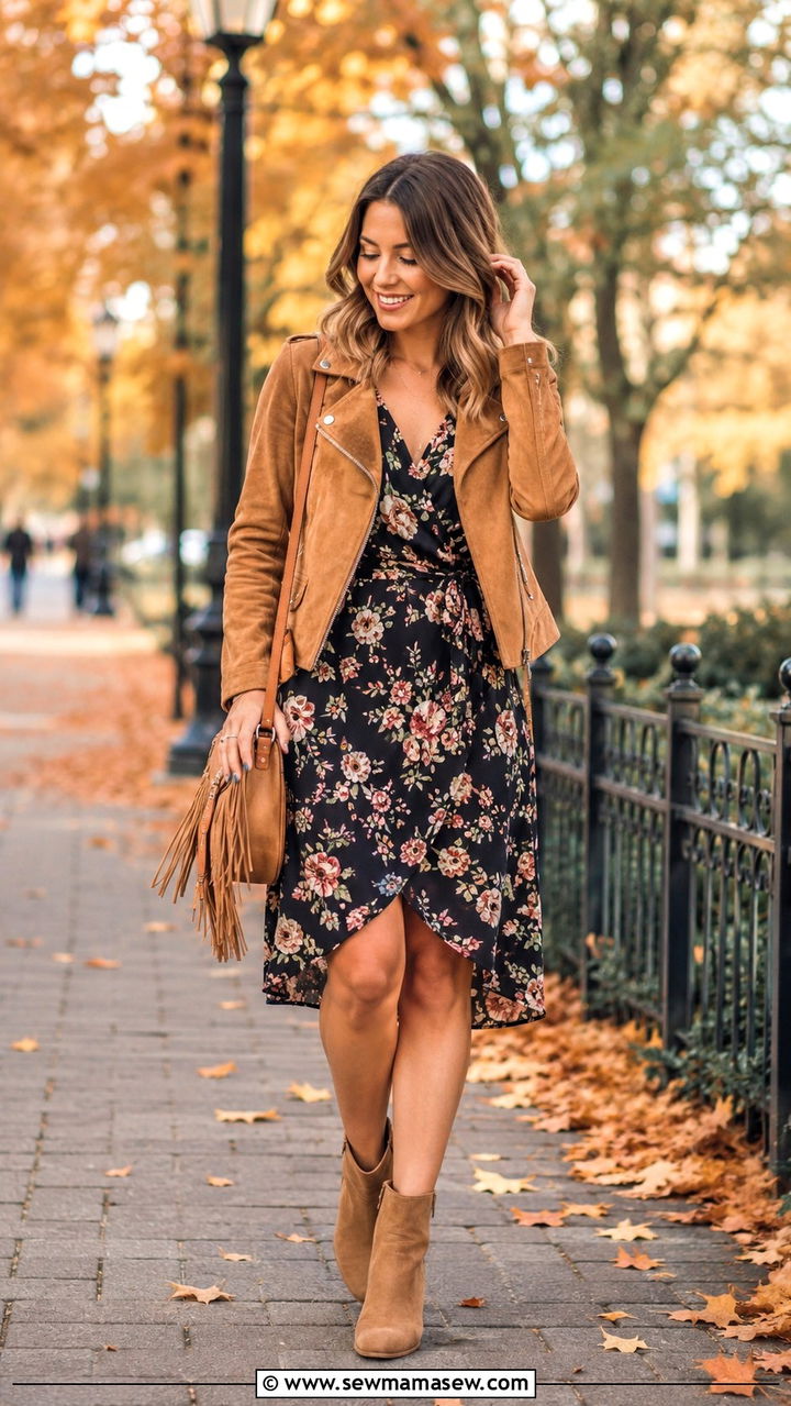 Wrap Dress With Moto Jacket Outfit - 25 Wrap dress outfit ideas with a jacket