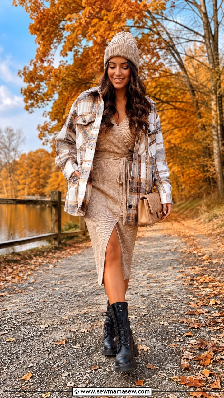 Wrap Dress With Shacket Outfit - 25 Wrap dress outfit ideas with a jacket