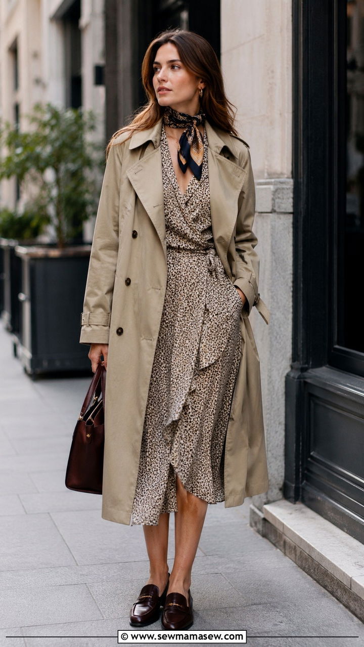 Wrap Dress With Trench Coat Outfit - 25 Wrap dress outfit ideas with a jacket