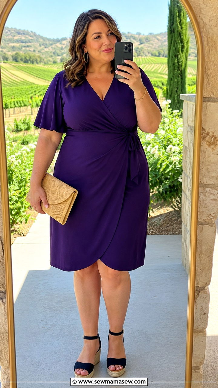 Wrap Dress With Wedge Espadrilles - 25 Wedding guest outfit ideas size 18