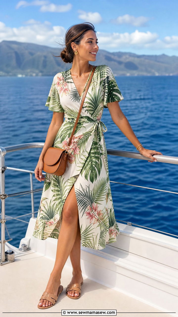 Wrap Dress and Crossbody Bag Hawaii Spring Outfit - 25 Hawaii spring outfit ideas