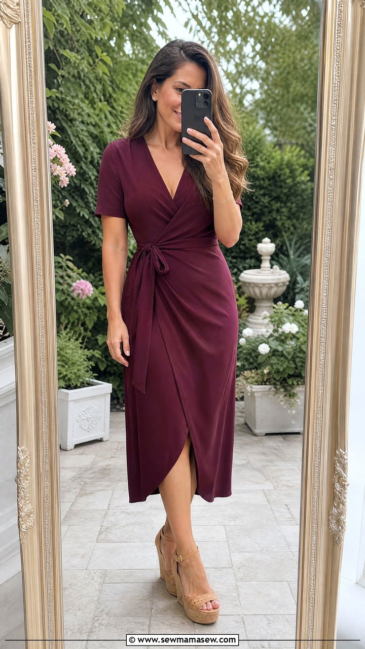 Wrap Dress and Wedge Heels - 30 family photo outfits for women