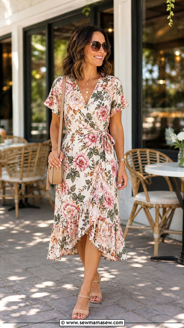 Wrap Dress for 40th Birthday Brunch - 40 birthday outfit ideas for women