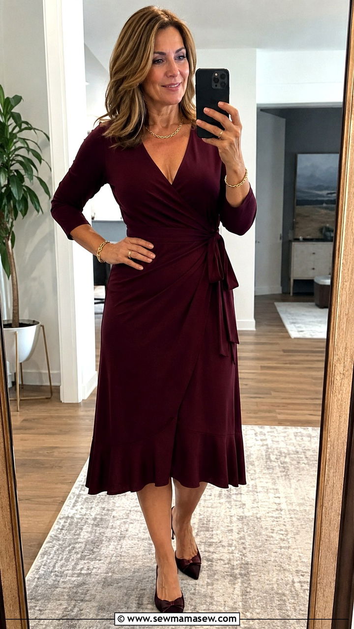 Wrap Dress for Menopause Belly - 20 Outfit ideas for menopause belly