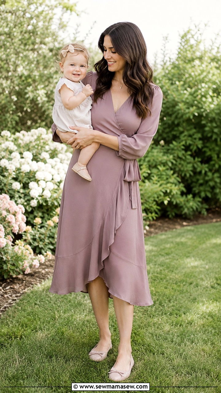 Wrap Dress for New Mom Photos - 20 Postpartum outfit ideas for photos