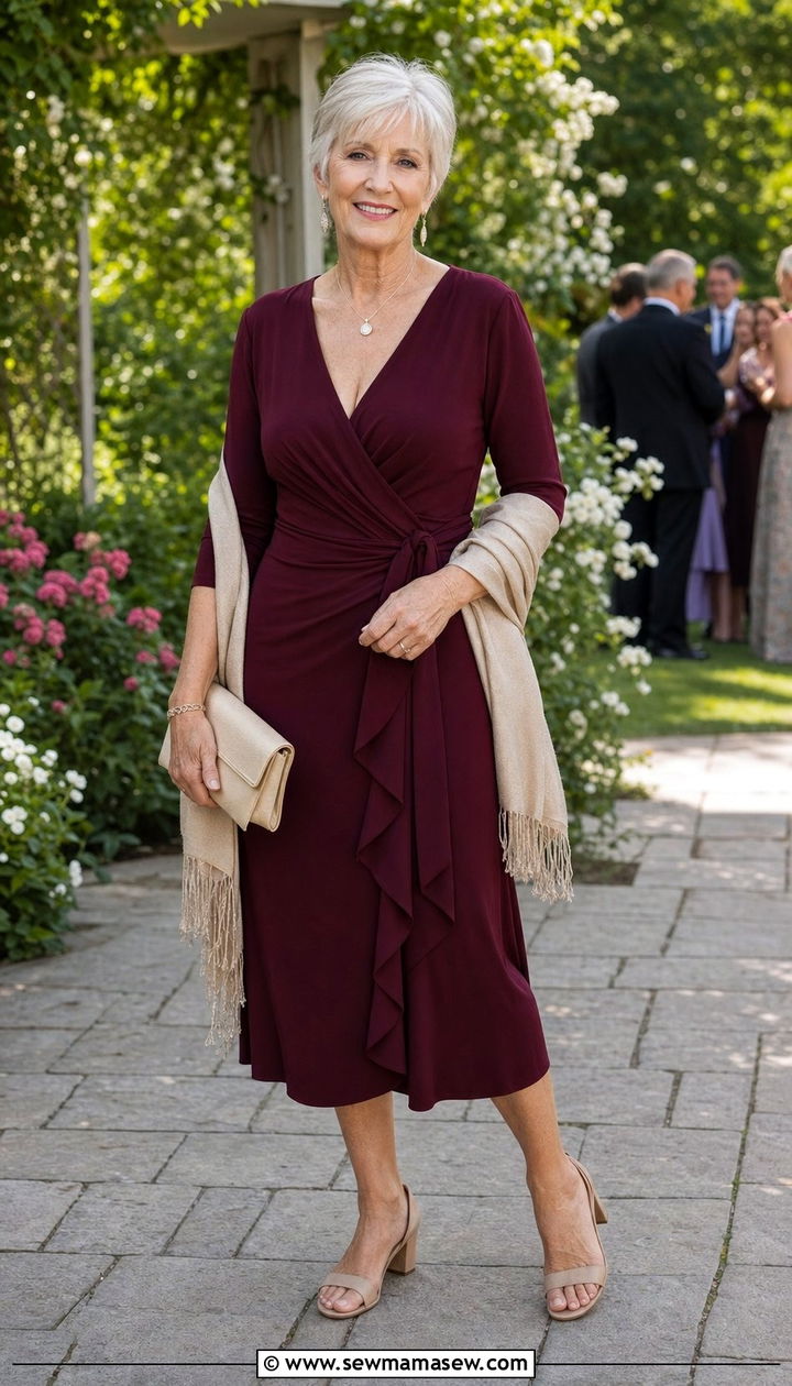 Wrap Dress with Block Heels - 25 Cute outfits for women over 70