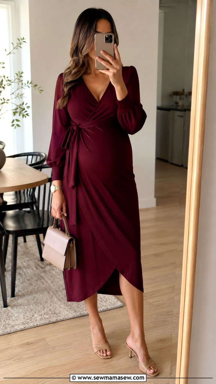 Wrap Maternity Dress Outfit - 20 Maternity outfit ideas with bump showing