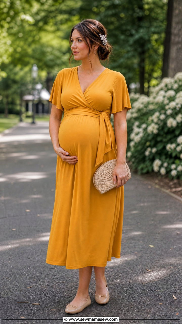 Wrap Maternity Dress for Third Trimester - 35 Maternity wedding guest outfits
