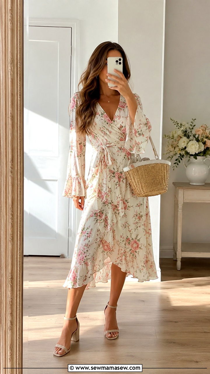 Wrap Midi Dress Summer Outfit - 30 Modest summer outfits