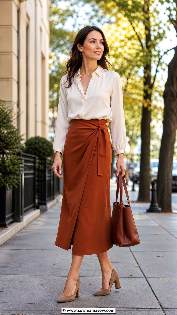 Wrap Midi Skirt Outfit - 35 how to style midi skirt
