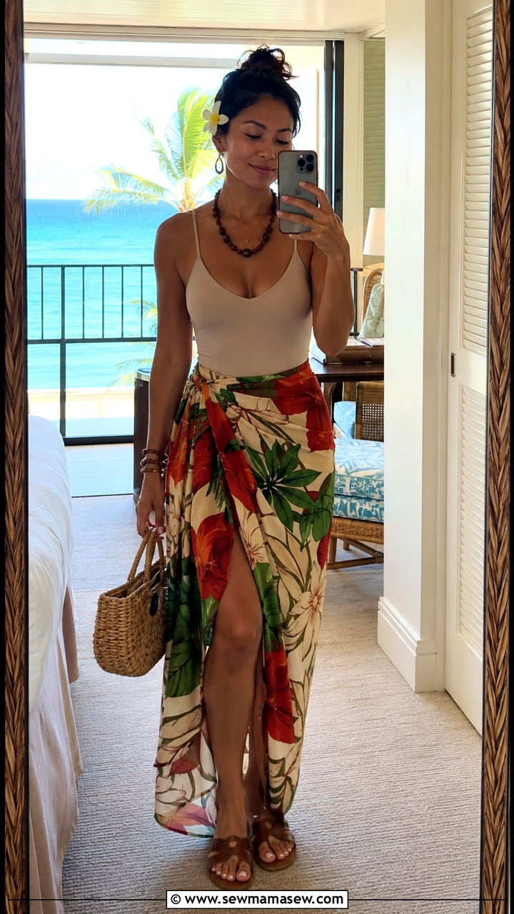 Wrap Skirt with Fitted Bodysuit Outfit Hawaii - 30 Resort wear outfit ideas Hawaii