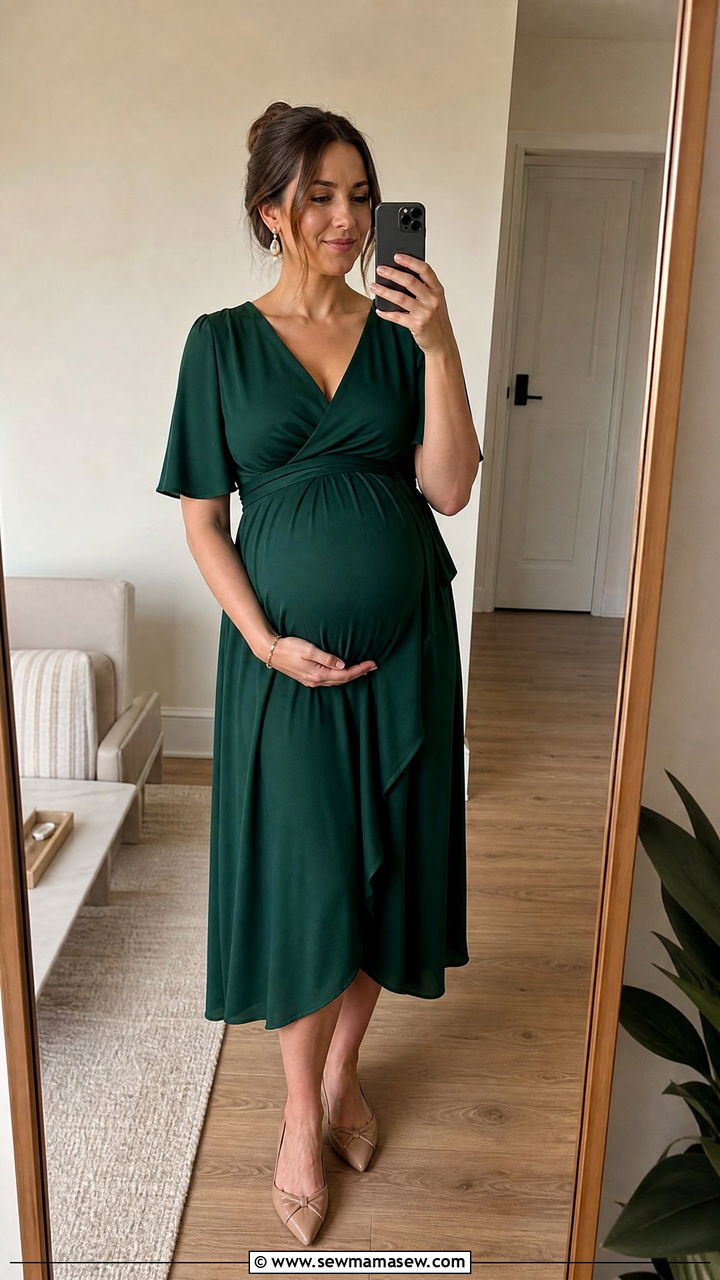 Wrap Style Maternity Midi Dress - 35 Maternity wedding guest outfits