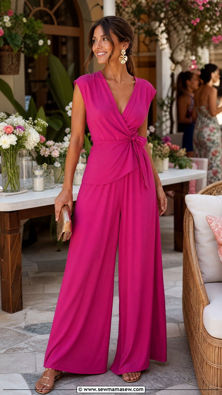 Wrap Top and Palazzo Pants Matching Set - 30 Matching set outfit ideas for brunch