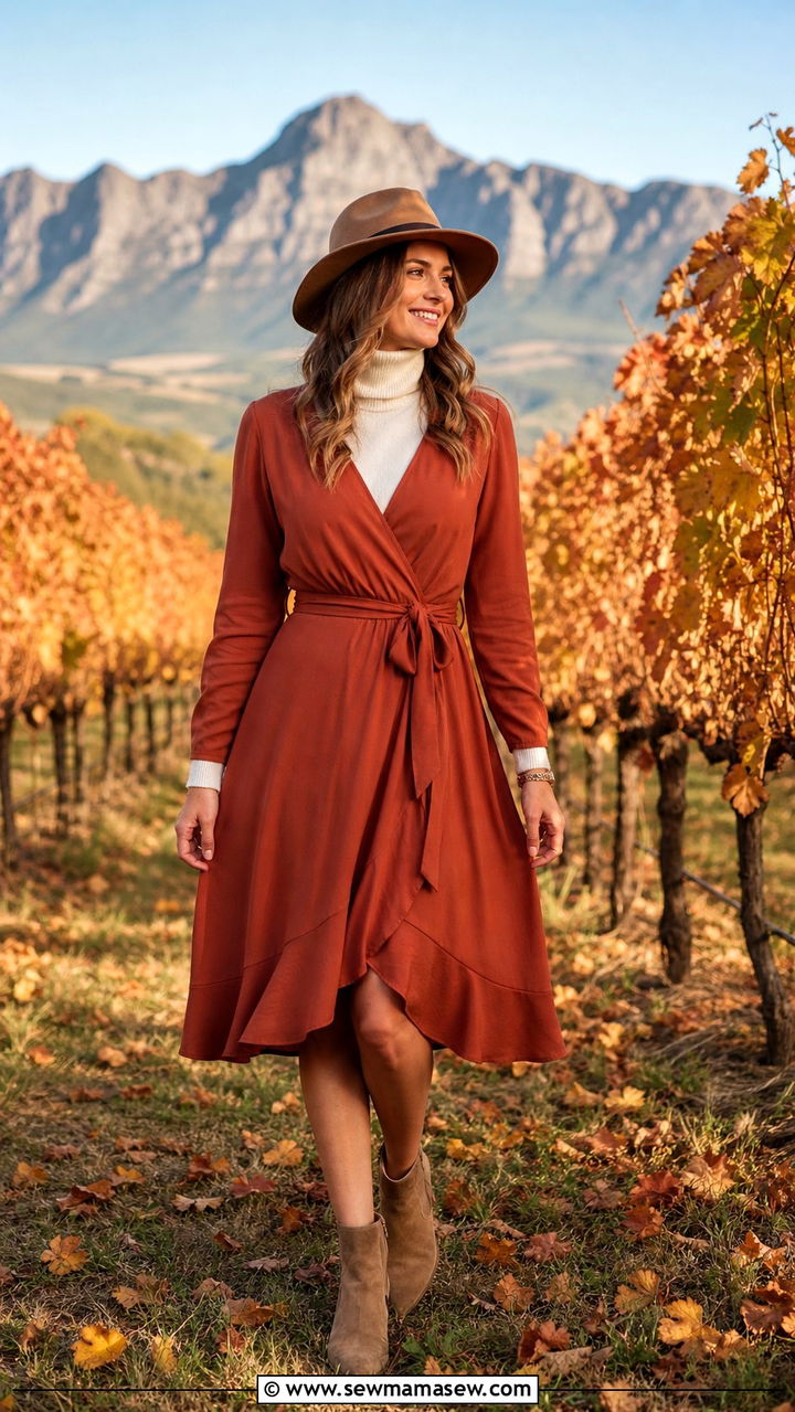 Wrap dress with ankle boots Cape Town autumn - 20 Cape Town outfit ideas