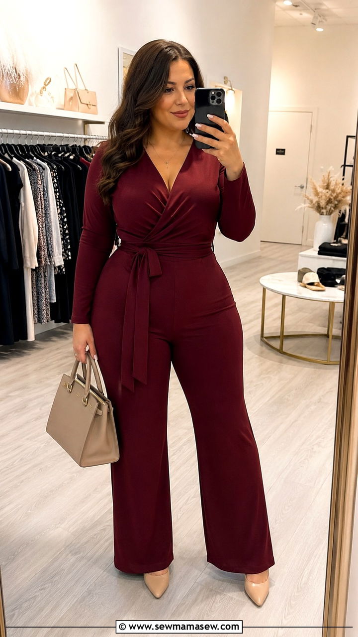 Wrap jumpsuit outfit for hourglass shape - 30 jumpsuit outfit ideas for women
