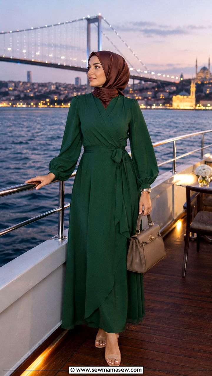 Wrap maxi dress outfit - 20 Modest outfit ideas for Turkey