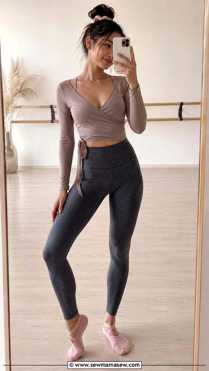 Wrap top and high rise legging barre outfit - 20 Barre outfit ideas